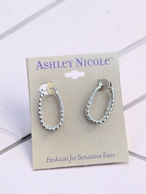 Ashley Nicole Silver Beaded Hoop Earrings